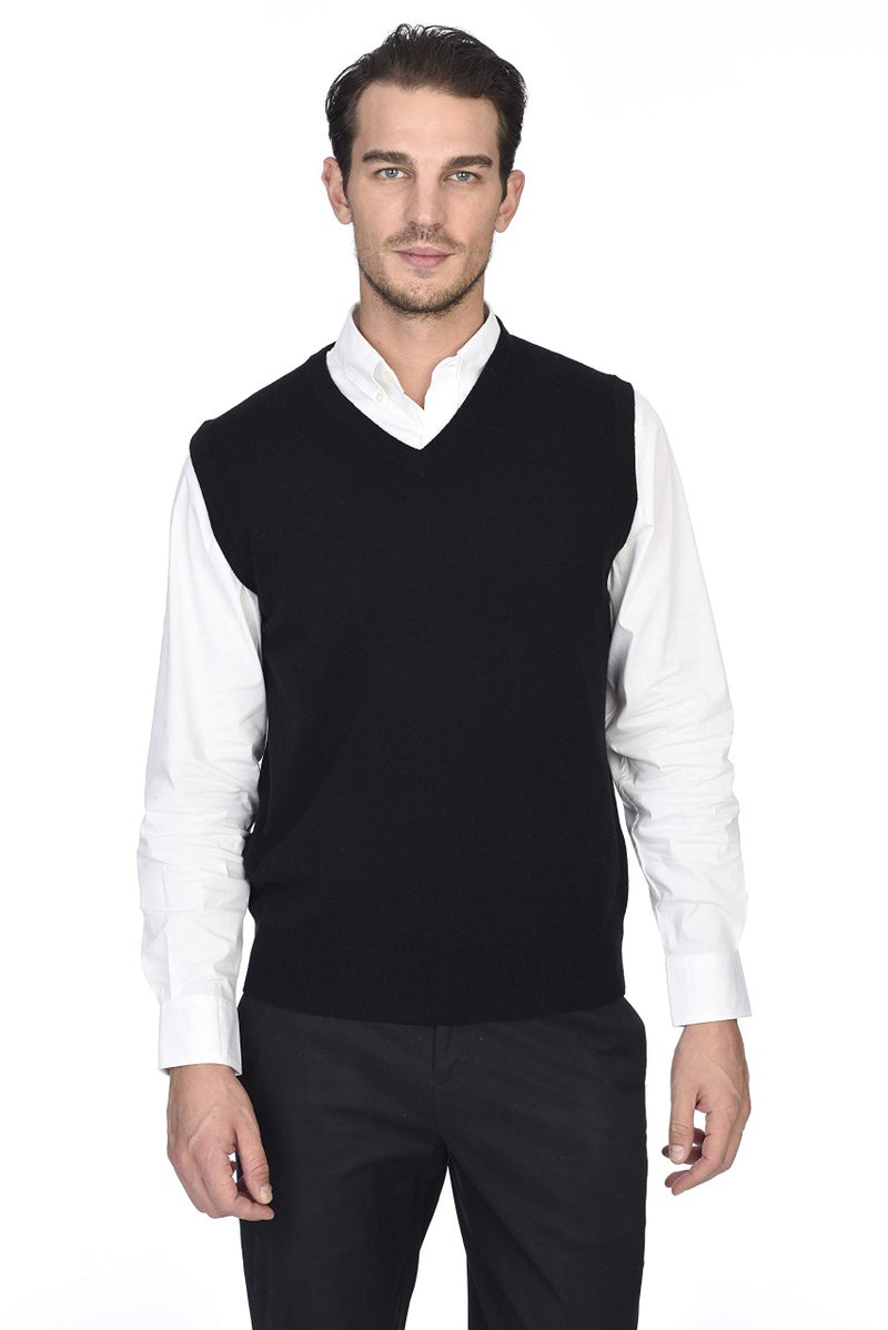 State Cashmere Sleeveless Sweater Vest - V-Neck Pullover for Men Made with 100% Pure Cashmere Sourced from Inner Mongolia Goats - Soft, Lightweight & Versatile - (Black, Large) - Image 5